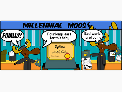 The Bill for College - Millennial Moose comic illustration vector