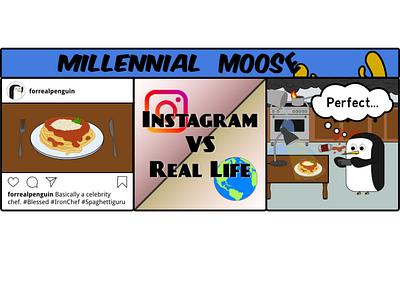 Instagram vs Real Life - Millennial Moose comic illustration vector