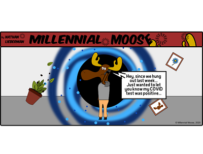 COVID Call - Millennial Moose comic illustration vector