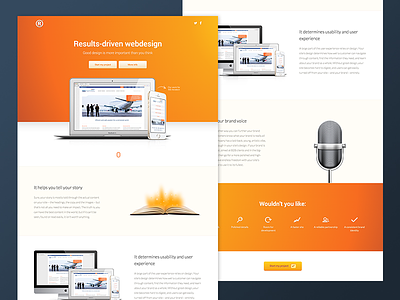 Webdesign Pitch Landing Page clean header icons landing page macbook orange responsive web web design