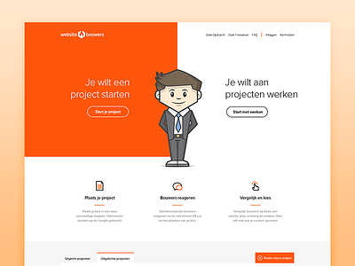 Builders clean header icons landing page orange responsive ui ux web web design