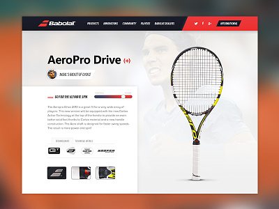 Babolat Redesign aeropro drive babolat black nadal product page rafael nadal red sport tennis webdesign
