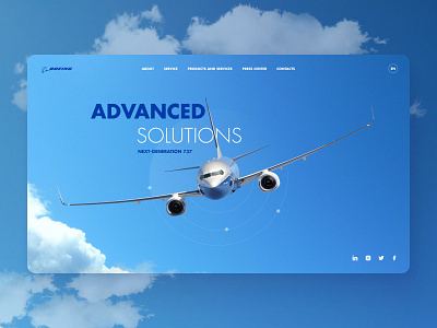 Boeing concept main page aero aestetic air aviation boeing clean cloud design graphic design key visual main main page minimal plane typography ui web