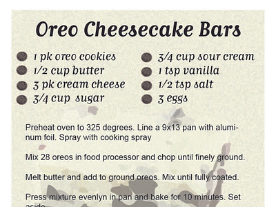 Oreo Cheesecake Recipe