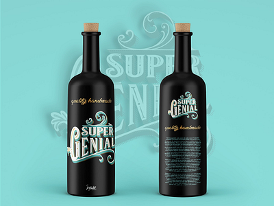 ⭐️Super Génial 🍸 bottle digital graphic design hand wtype illustration liqior logo type victorian