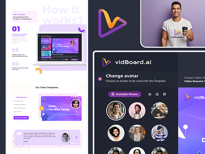 vidBoard.ai - AI Generated Video Presentations ai branding design logo presentation tool saas video tool web design