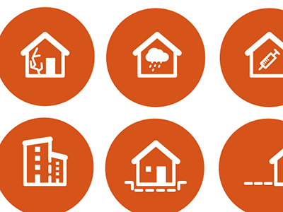 Houses icons orange picicons white