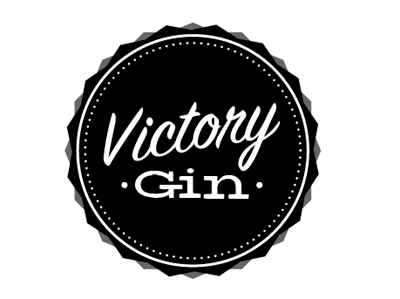 Victory Gin black hellenic signpainter script white