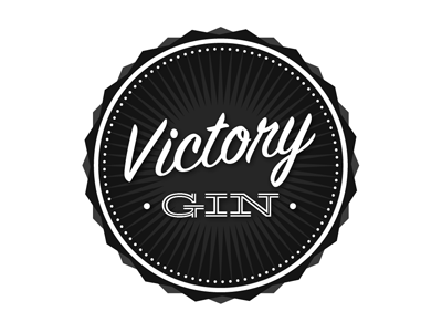 Victory Gin final black grey hellenic wide script signpainter white