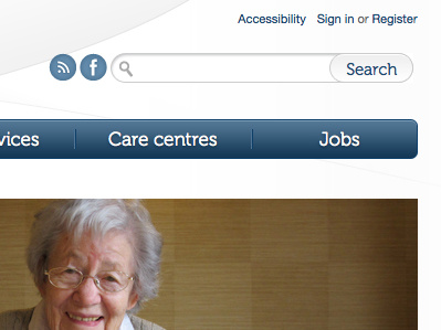 Care centres blue by grey helvetica jadu museo powered social icons ui web design white