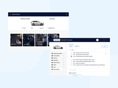 Vehicle mechanical appraisal app app design blue car appraisal ui vehicle appraisal white