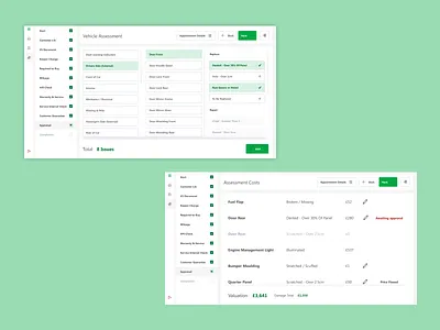Vehicle valuation app car appraisal car valuation green ui white