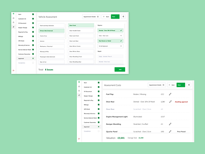 Vehicle valuation app car appraisal car valuation green ui white