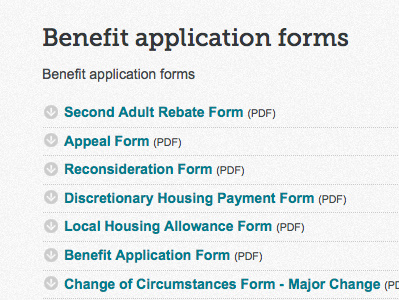 Benefit application forms