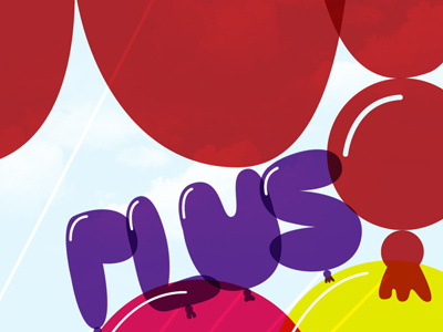 Balloon lettering blue hand drawn pink purple red typography yellow