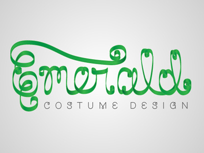 Emerald Ribbon brownstone green hand drawn ribbon stitching typography