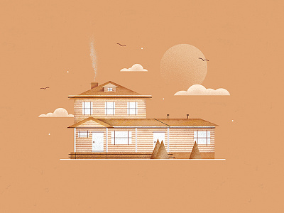 Lewiston clouds design graphic house illustration