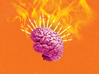 Brain birthday brain fire graphic design illustration poster texture