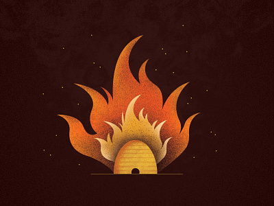 Burnin' Beehive design graphic illustration poster texture vector