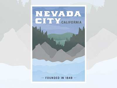 Nevada City forest illustration illustrator mountains poster travel travel poster