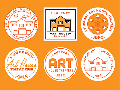 Art House Theater Button art house button design film illustration line icon line icons movie pin simple sticker theater typography