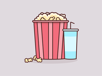 Popcorn + Soda art house theater cinema concessions illustration illustrator movie popcorn simple snacks soda theater vector
