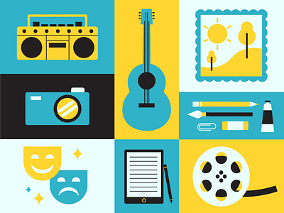 Illustrations for the Arts art arts camera culture film icon set icons illustration illustrator music simple supplies theater vector