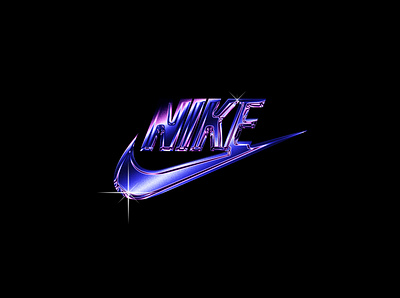 Nike Chrome Type Logo chrome illustraion logo neon photoshop redesign