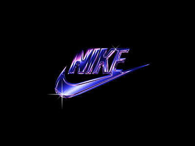 Nike Chrome Type Logo chrome illustraion logo neon photoshop redesign