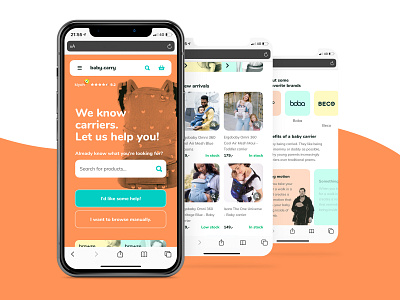 Baby carrier webshop design ecommerce ecommerce design ecommerce website design minimal mobile ux ux ui uxui visual visualdesign