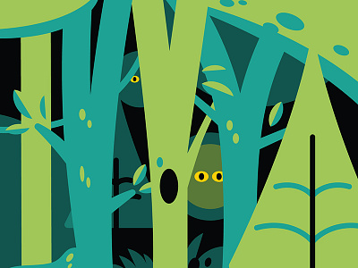 Big scary jungle background concept flat green illustration jungle