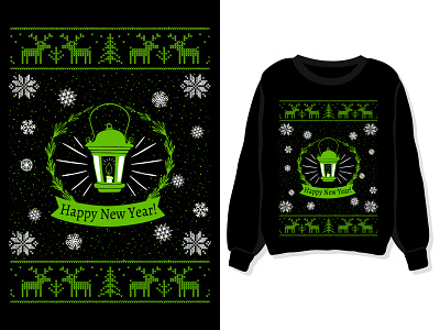 Happy new year. Christmas sweater, sweatshirt, t-shirt design