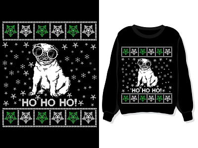 Ho ho ho. Christmas sweater, sweatshirt, t-shirt design template