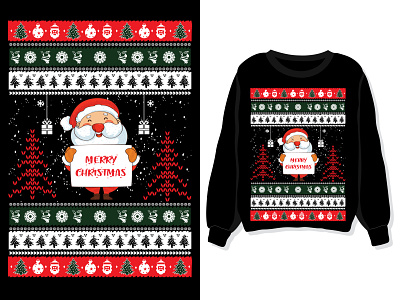 Merry Christmas. Ugly sweater, sweatshirt, t-shirt design merry new year