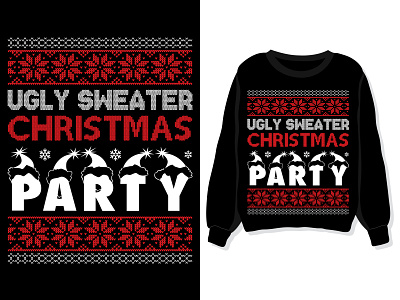 Ugly sweater Christmas party Sweatshirt, t-shirt design template new year party