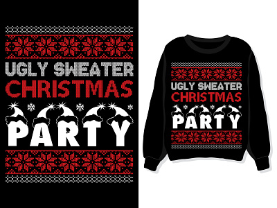 Ugly sweater Christmas party Sweatshirt, t-shirt design template