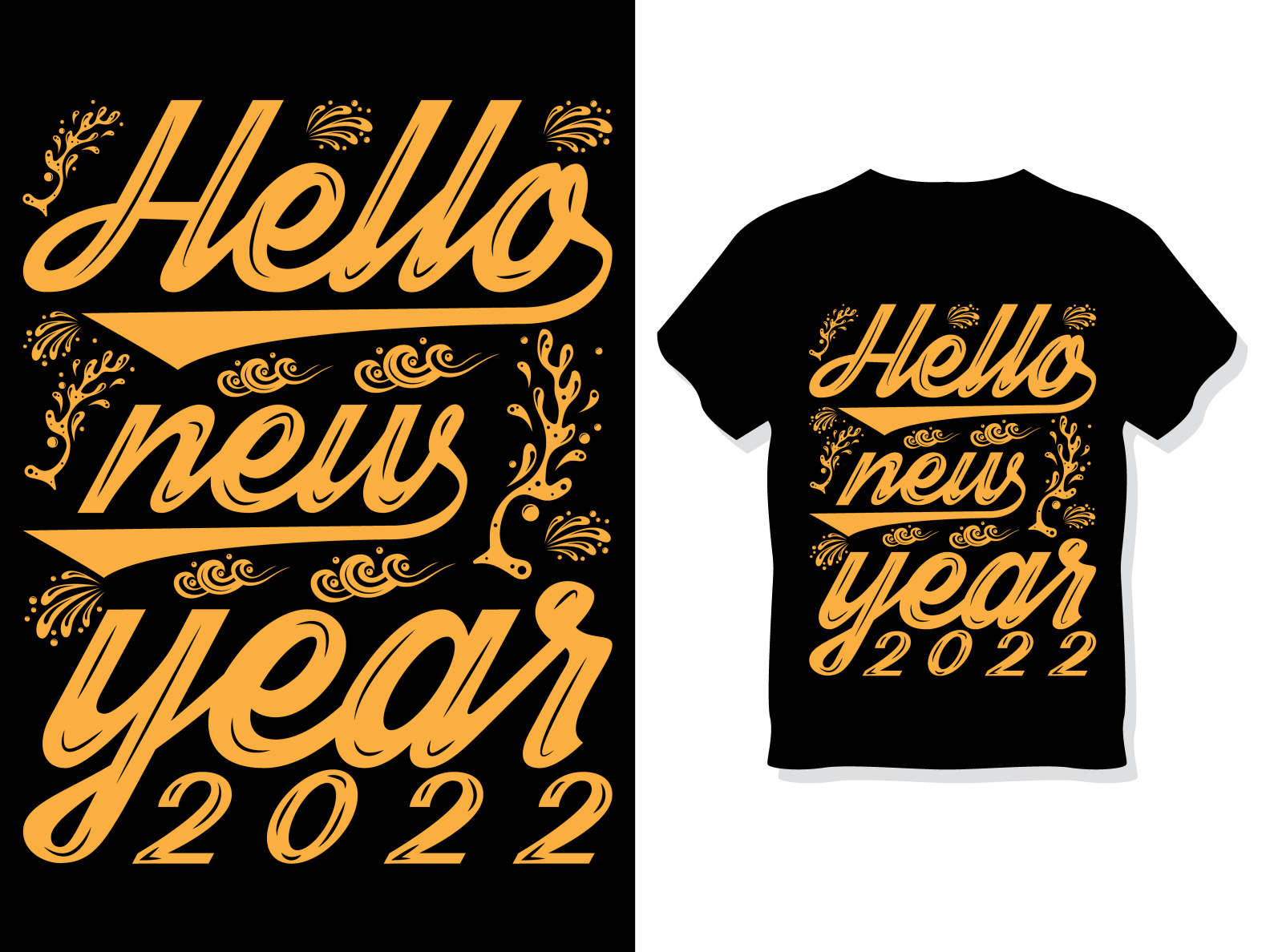 Hello, New Year. Typography T-shirt Design Template By Graphic Fuad On 