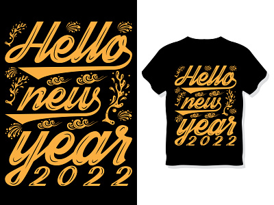 Hello, new year. Typography t-shirt design template