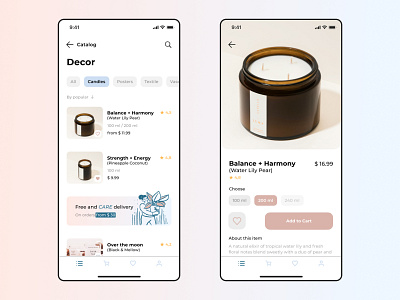 Home decor e-commerce app app candles concept decor design ecommerce figma store ui ux