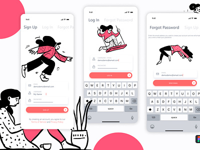 Log In And Sign Up ui kit app design app redesign figma design freebie freelancer illustration mobile app design top ux ui designer ui design ui kit ui ux web ui design xd ui kit