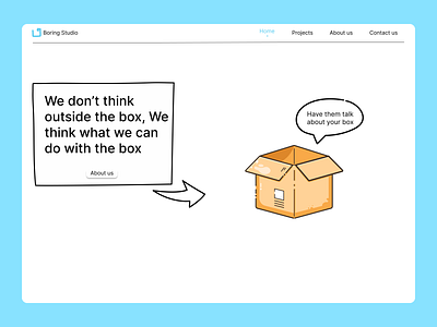 Boring Studio Landing page branding design illustration minimal minimal website ui uiux designer ux website