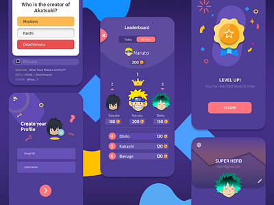 Anime Quiz App anime app art branding design design art designer designs digital icon logo minimal quiz typogaphy ui