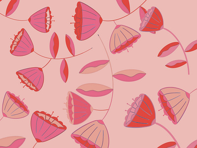 Flowers flowers illustration patterns pink procreate procreate app red