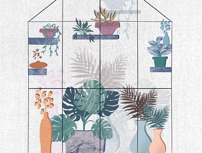 Greenhouse 🌵🌲🍃 illustration illustration art indoorplants leaf leaves modern design plants