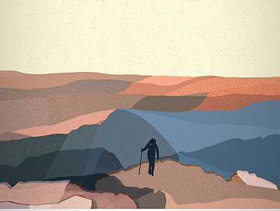Mountain hiking scene // Cader Idris digital illustration dusk hiking illustration layering mountain procreate procreate art
