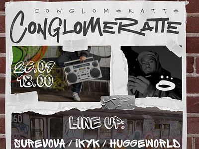 Poster for the party named Comglomeratte 90s boombap event flyer hiphop party poster poster poster art poster design typogaphy