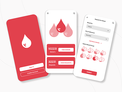 Blood Donation Mobile App app design app ui blood blood donation blood donor blood pressure blood test branding illustration logo mobile app design mobile application