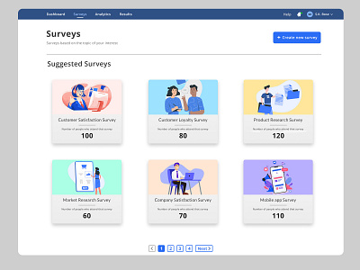 Survey card template Web UI