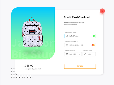Credit Card Checkout bag checkout credit card daily ui jansport modal ui