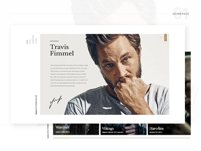 Travis Fimmel Website Concept clean movie ragnar travis fimmel ui vikings warcraft